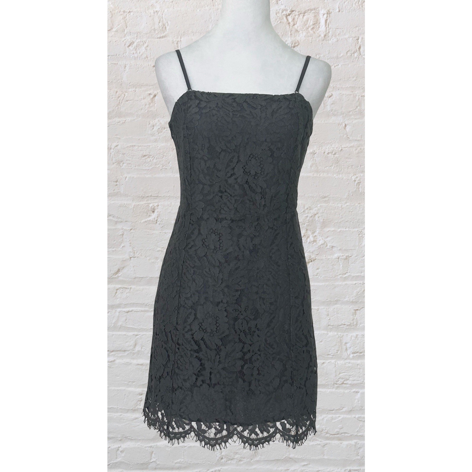 Chaser Lace Pewter Gray Cocktail Event Party Dress Sz M Wedding Guest Dark Fairy — image 2 of 8